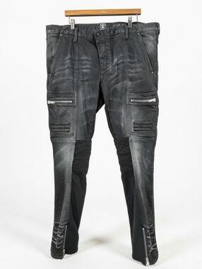 PRPS Black Fade Rocker Biker Stretch Denim Black Men's Jeans 42x33